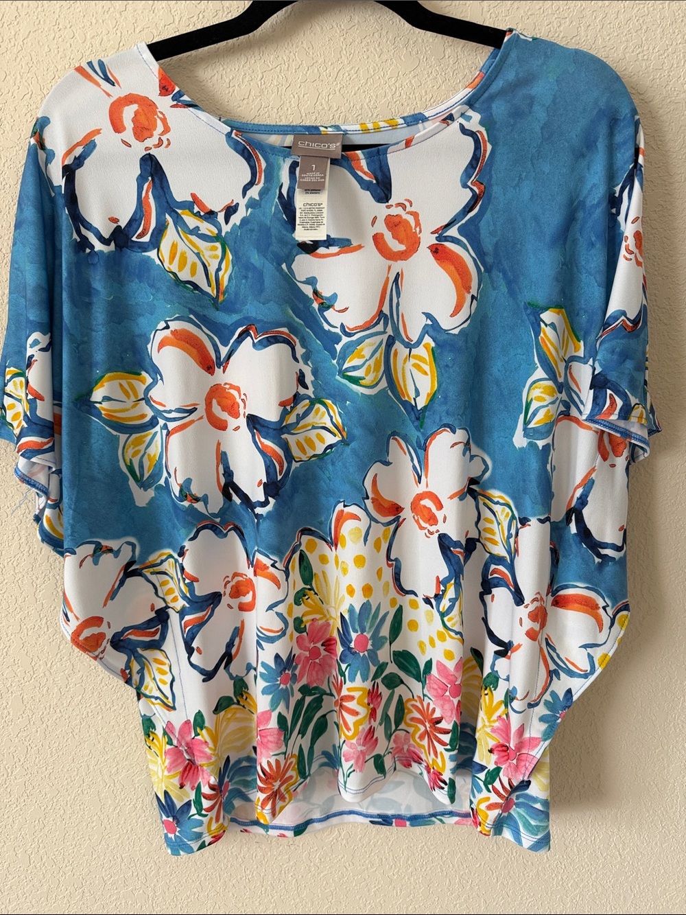 Chico's Colorful Abstract Scoop-Neck Tunic/Poncho